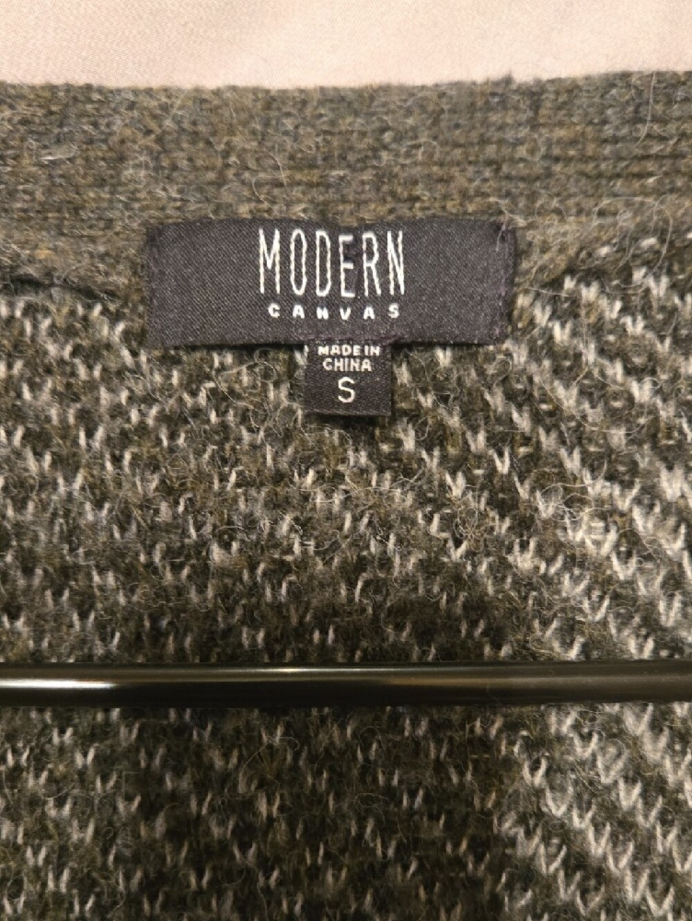 Open-Front Camouflage Knit Cardigan - Olive/Gray - Picture 2 of 7